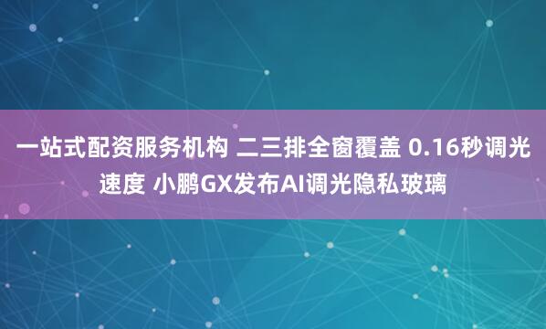 一站式配资服务机构 二三排全窗覆盖 0.16秒调光速度 小鹏GX发布AI调光隐私玻璃